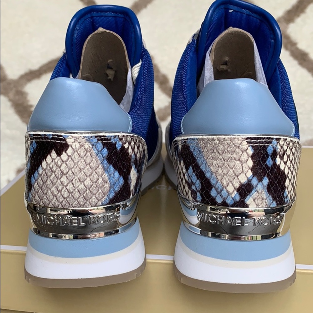 MICHAEL KORS Women's Maddie Trainer -Electric Blue - Snakeskin Accent SZ 7.5 - Picture 10 of 16